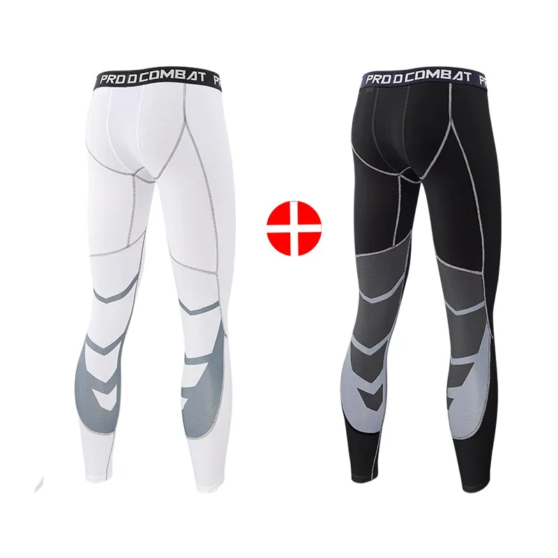 2pcs Set Men Running Compression Sweatpants Gym Jogging Leggings Basketball Football Shorts Fitness Clothes Tight Sport Pants v1