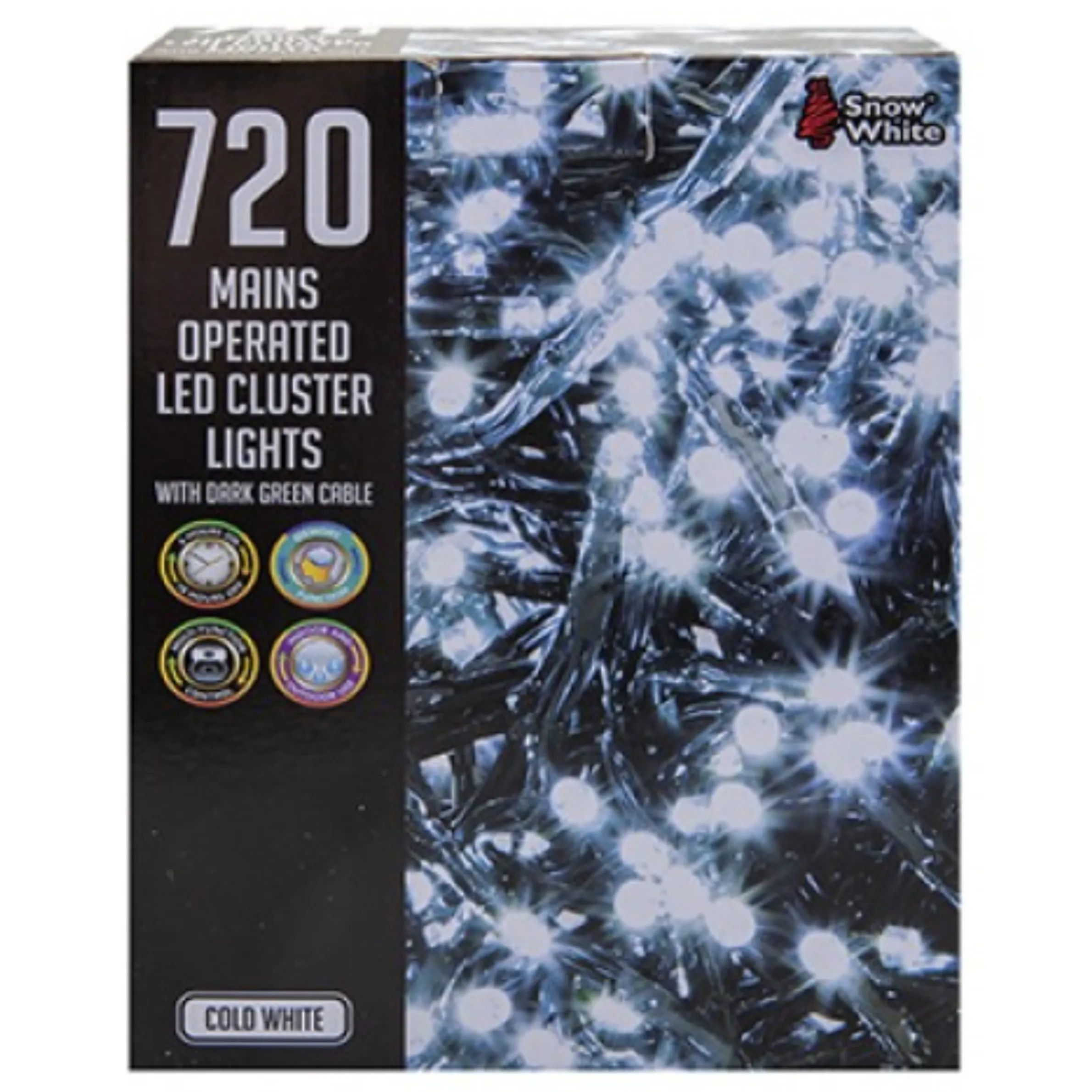 720 LED Cluster Lights - Cold White - 10M