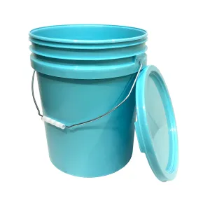 Bucket - 5 Gallon Bucket Metal handle with lid, Aqua Blue Color