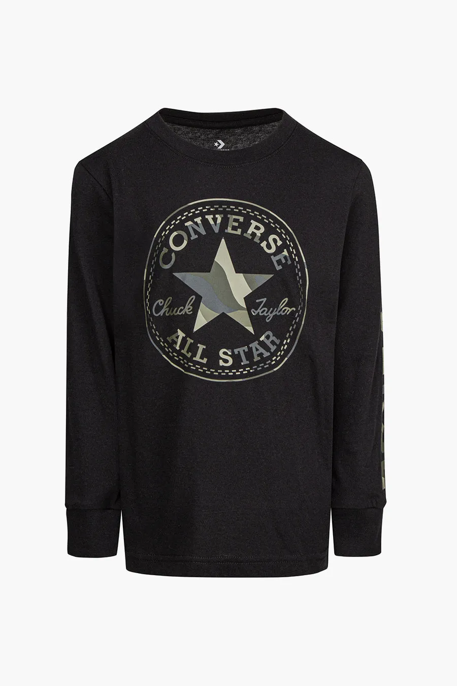 Converse Kids Camo Long Sleeve T-Shirt - Black (Size 14/6 left)