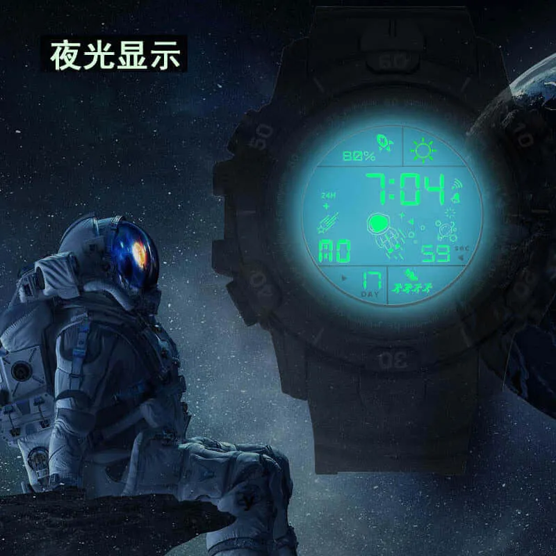 Electronic table male spaceier middle school students sports outdoor multi-function alarm LED single display watch