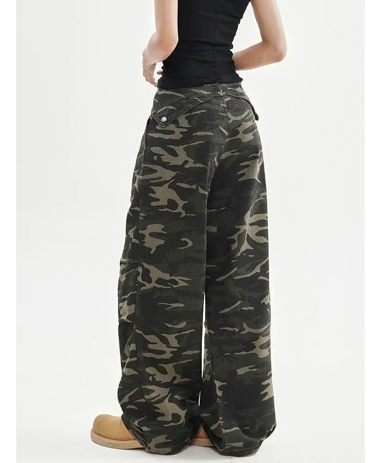 Faire Echo Camo Design Straight-Leg Pants