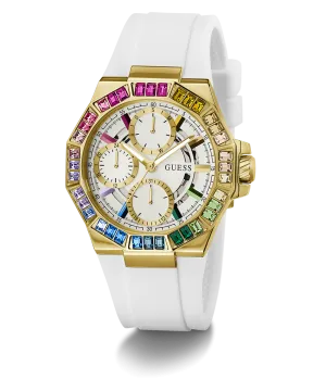 GUESS Ladies White Gold Tone Multi-function Watch