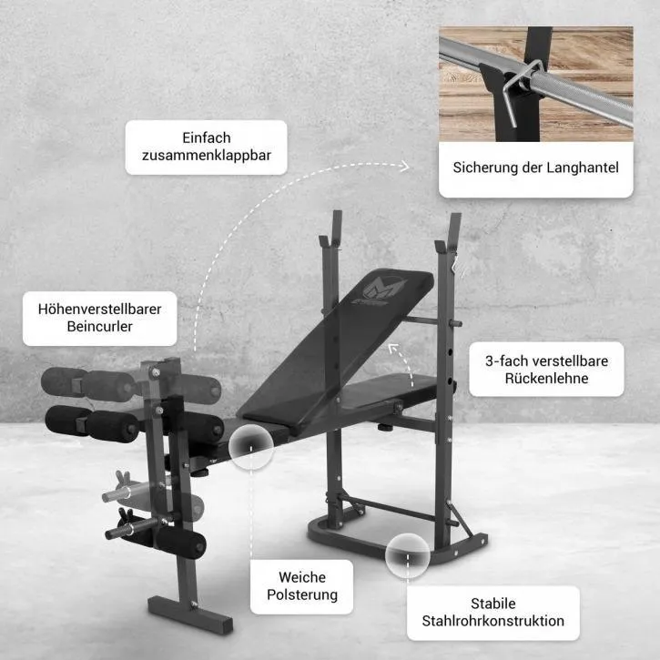 Gyronetics E-Series Multi Incline Weight Bench with Leg Curl