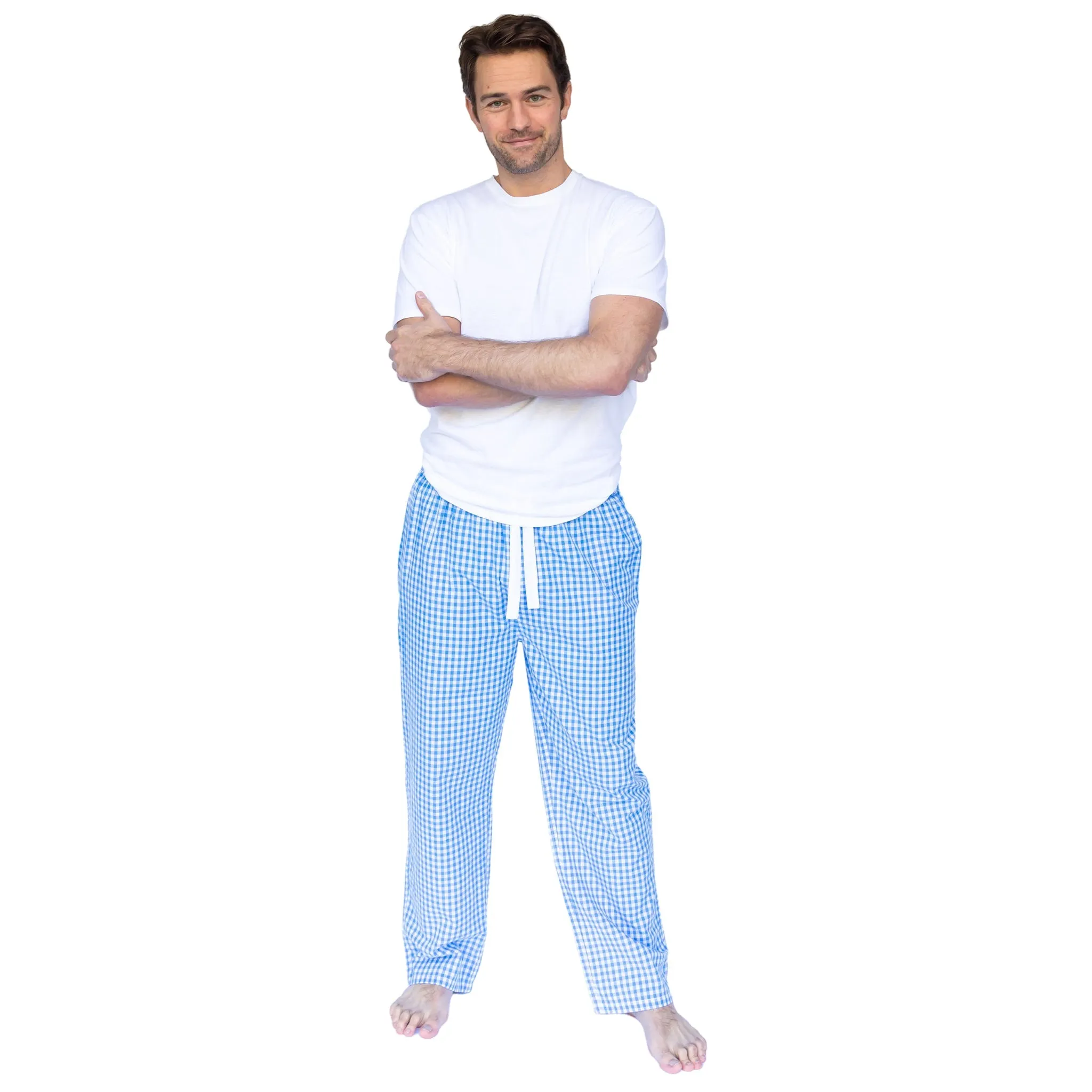 Men's Hepburn Gingham Light Blue Pj Pants