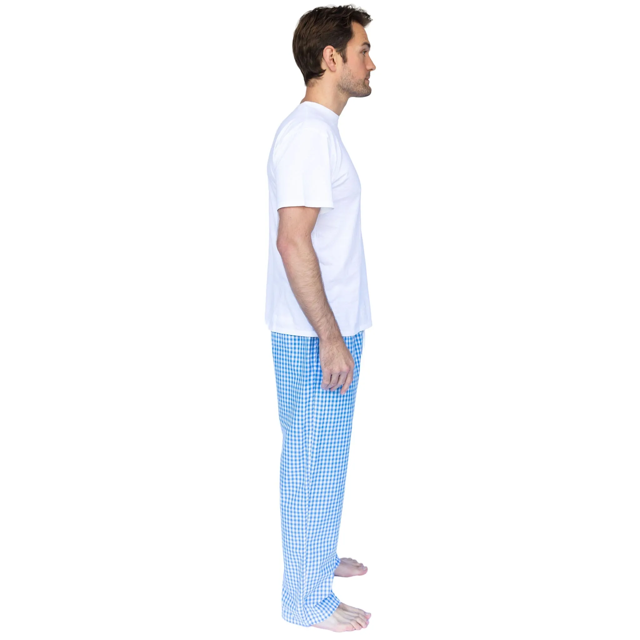 Men's Hepburn Gingham Light Blue Pj Pants