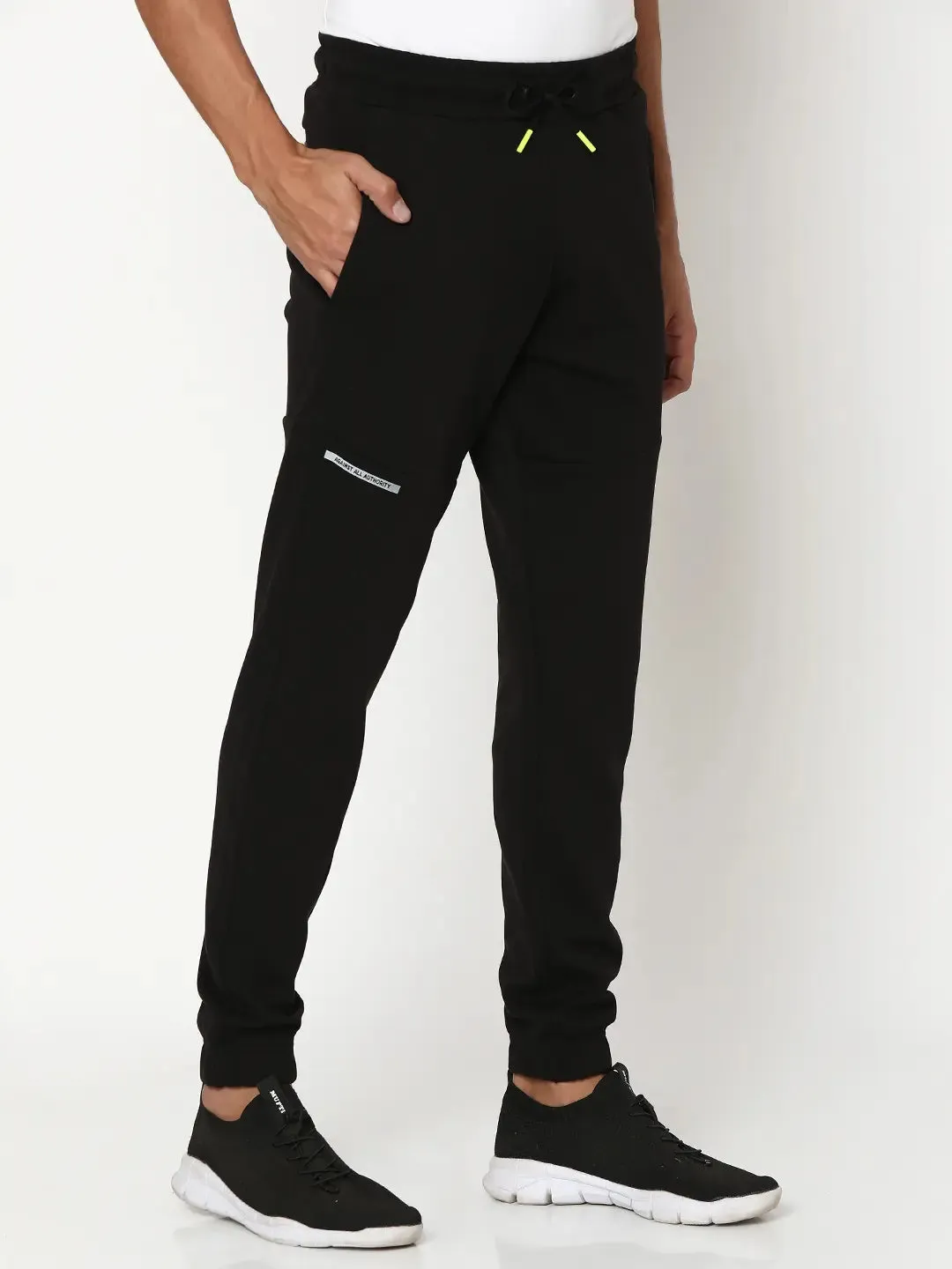 Spykar Men Black Blended Joggers Fit Plain Casual Joggers