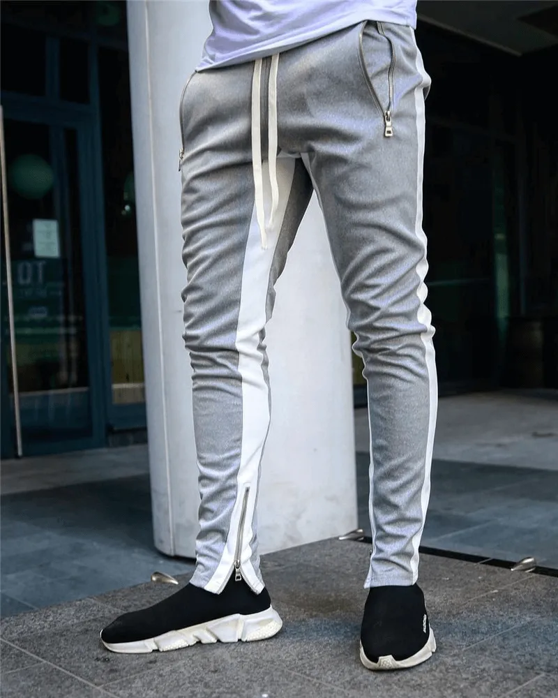 Stylish Two-tone Sports Jogging Pants for Men with Zipper Pockets - SF1133