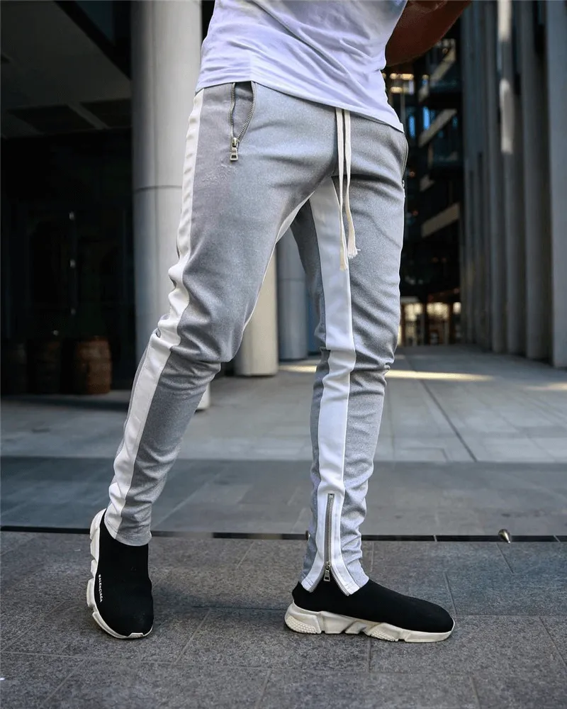 Stylish Two-tone Sports Jogging Pants for Men with Zipper Pockets - SF1133