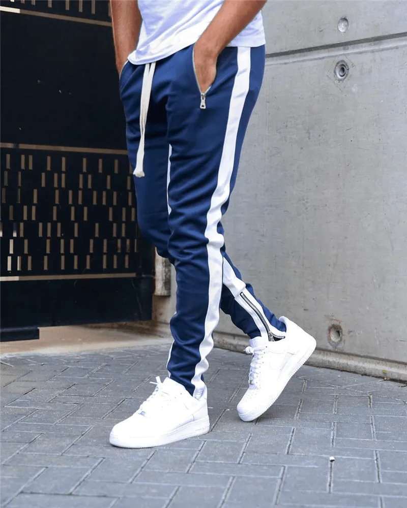 Stylish Two-tone Sports Jogging Pants for Men with Zipper Pockets - SF1133