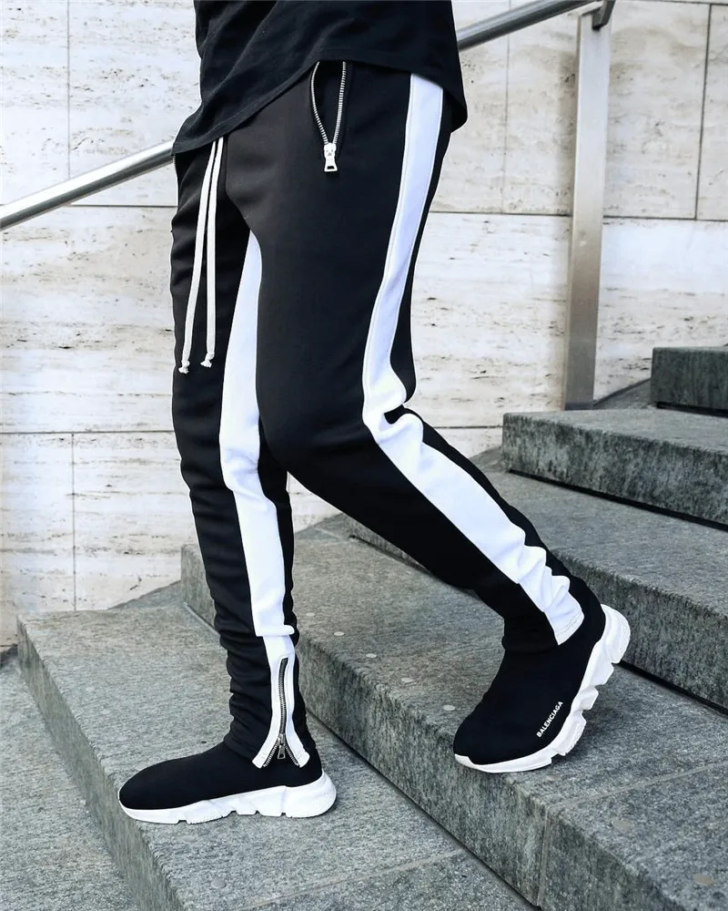 Stylish Two-tone Sports Jogging Pants for Men with Zipper Pockets - SF1133