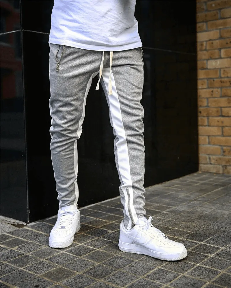 Stylish Two-tone Sports Jogging Pants for Men with Zipper Pockets - SF1133