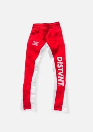 Two Tone Stacked Sweatpants (Red)