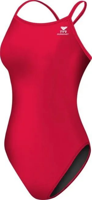 TYR Female Durafast One Solid Red Diamondfit Swimsuit