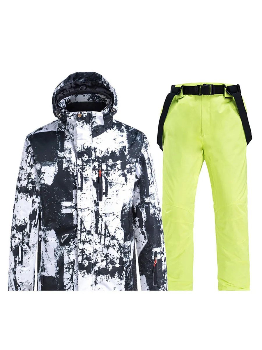 Windproof Women Hooded Ski Jacket & Bib Pants