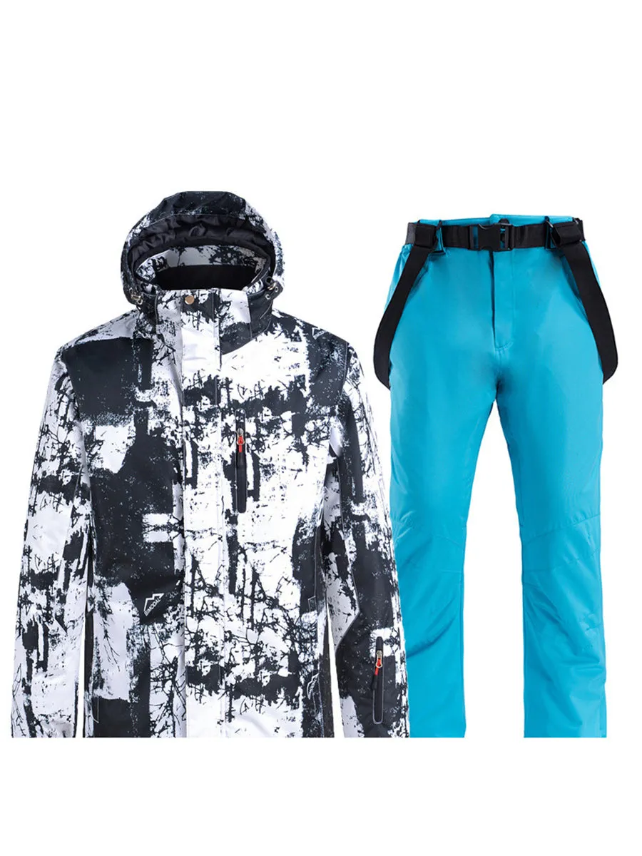 Windproof Women Hooded Ski Jacket & Bib Pants