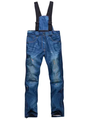 Women Denim Ski Bib Pants