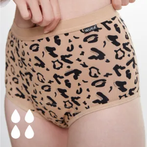 WUKA Leopard Print High Waist Period Pants - Heavy Flow